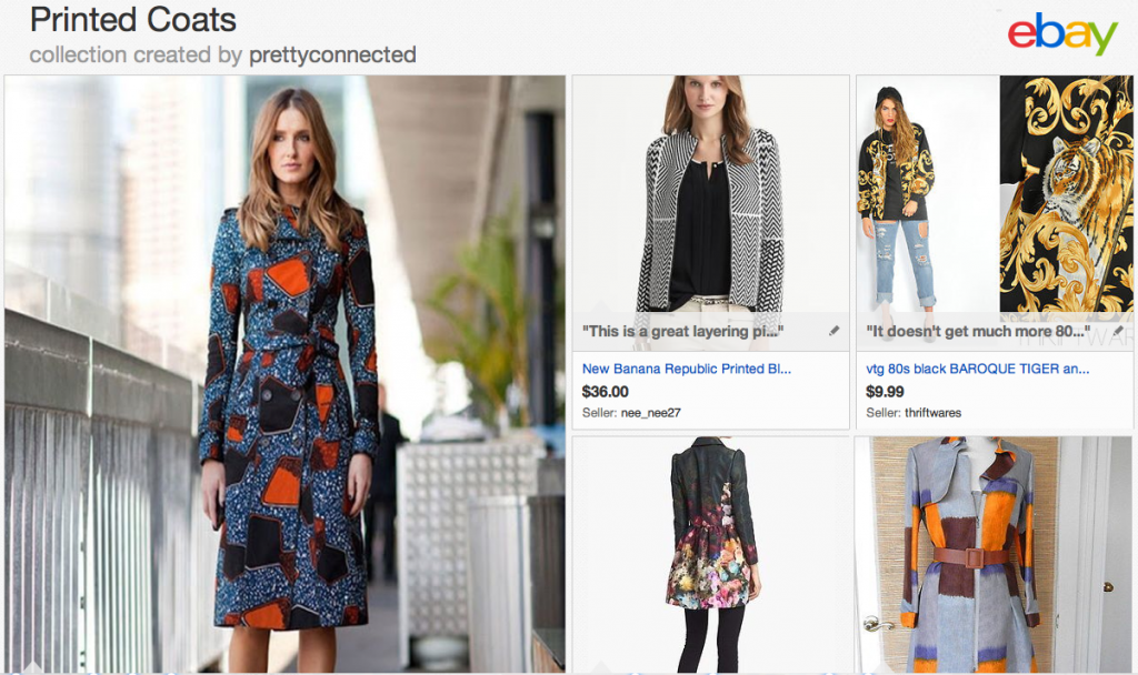 eBay collections, printed coats