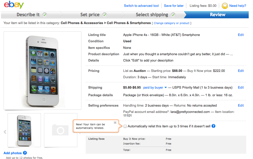 sell an iphone on ebay