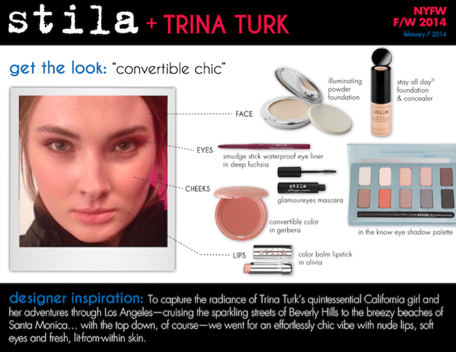 Get the Stila look backstage at Trina Turk Fall 2014