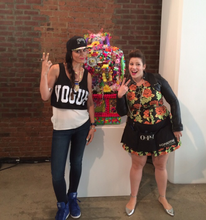 Backstage with Miss Pop Nails posing in front of Miley's art