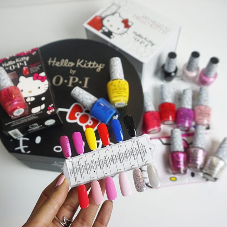 The colors in the OPI x Hello Kitty collection available in lacquer and gel! 