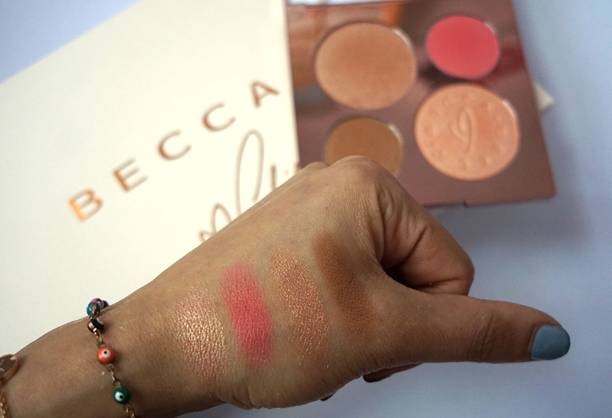 Chrissy Teigan x Becca face palette swatches