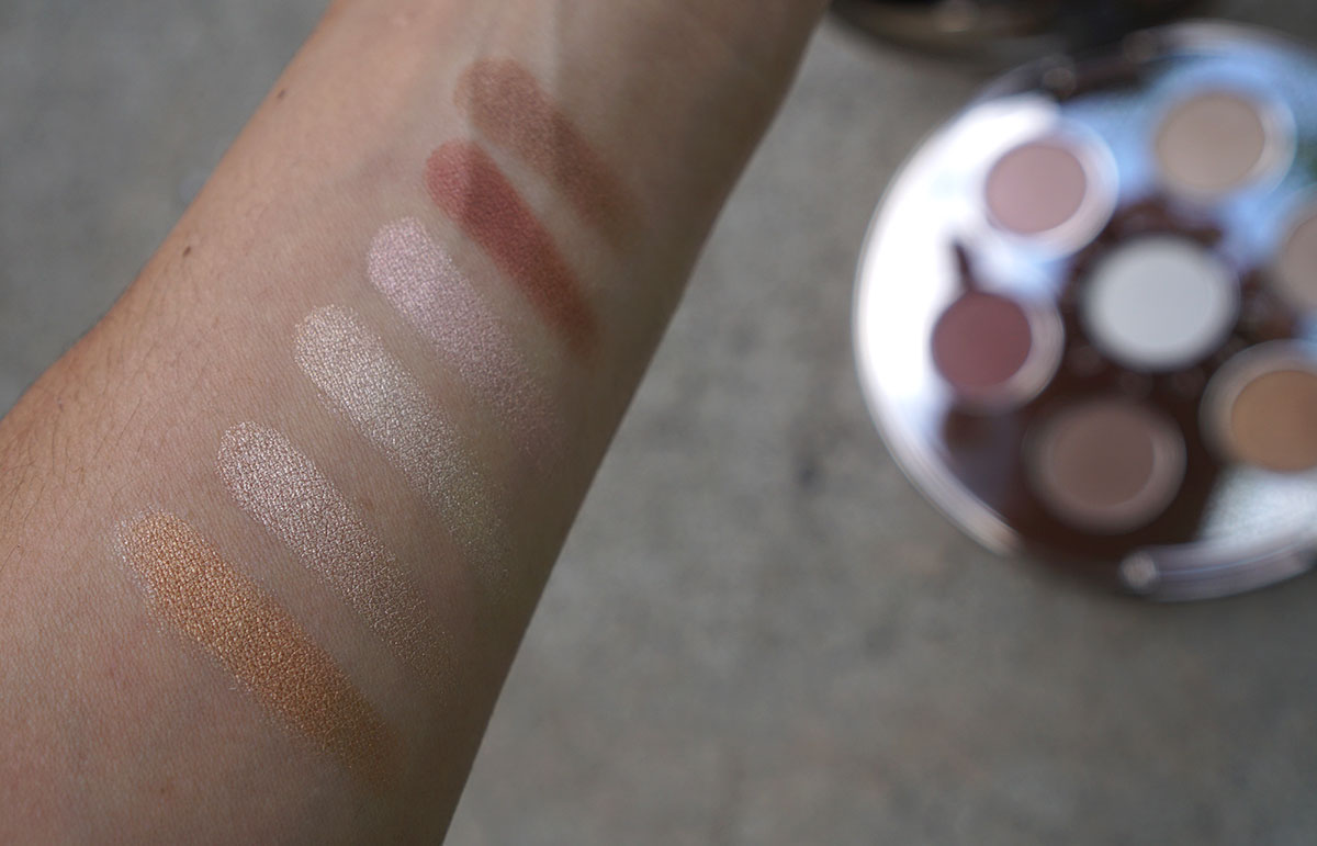 Swatches of the new BECCA Cosmetics Apres Ski Glow Eye Lights Palette